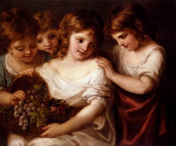 Angelica Kauffmann : Four Children With A Basket Of Fruit